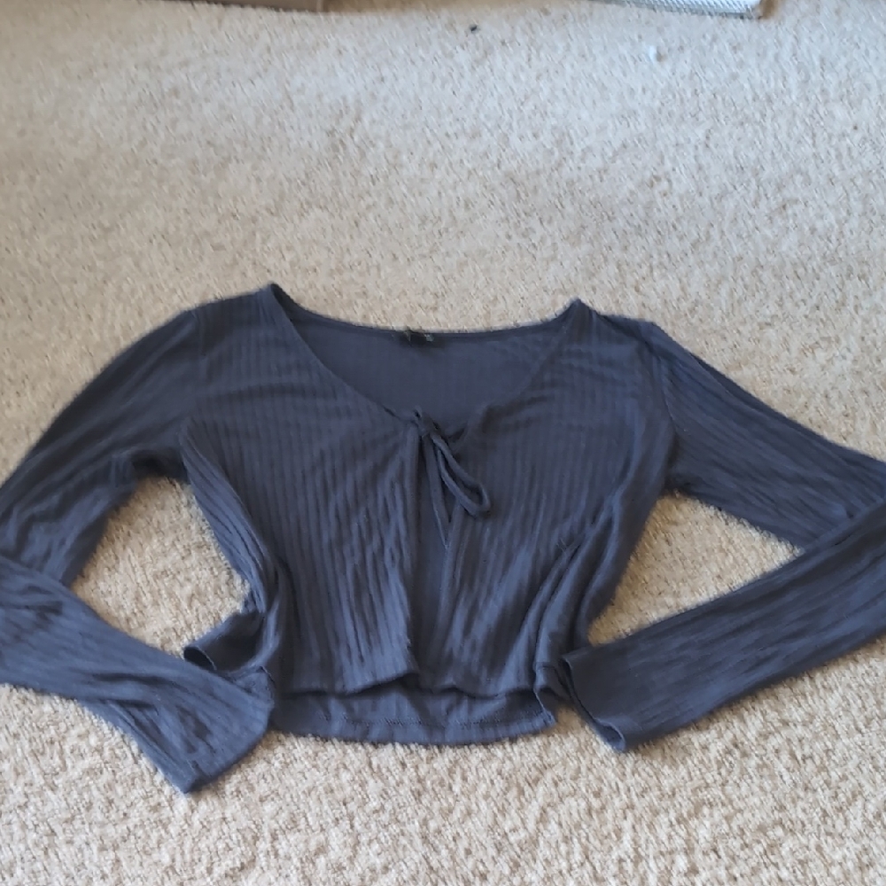 Lily Rose Grey Blue Long Sleeve Blouse